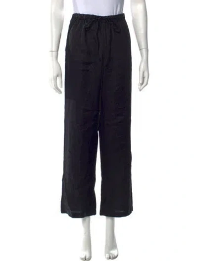 Pre-owned Reformation Linen Wide Leg Pants In Black