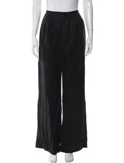 Pre-owned Reformation Linen Wide Leg Pants In Black