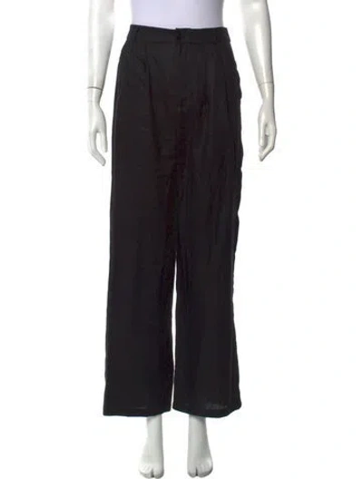 Pre-owned Reformation Linen Wide Leg Pants In Black