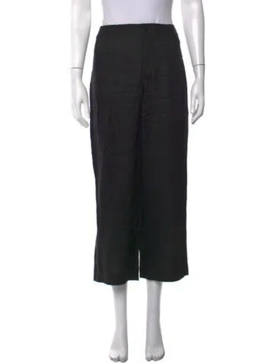Pre-owned Reformation Linen Wide Leg Pants In Black