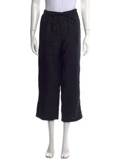 Pre-owned Reformation Linen Wide Leg Pants In Black