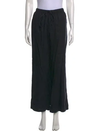 Pre-owned Reformation Linen Wide Leg Pants In Black
