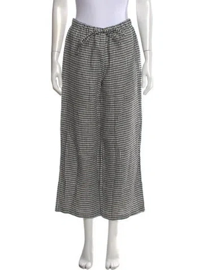 Pre-owned Reformation Linen Wide Leg Pants In Black/white