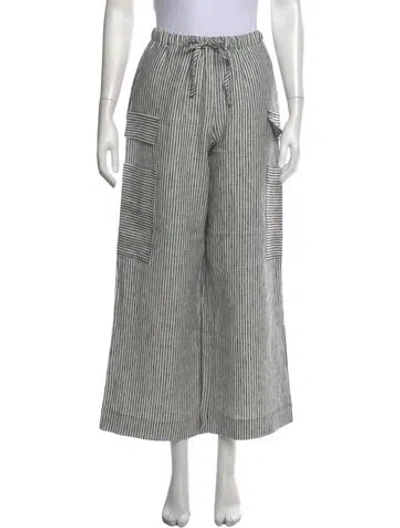Pre-owned Reformation Linen Wide Leg Pants In Black/white