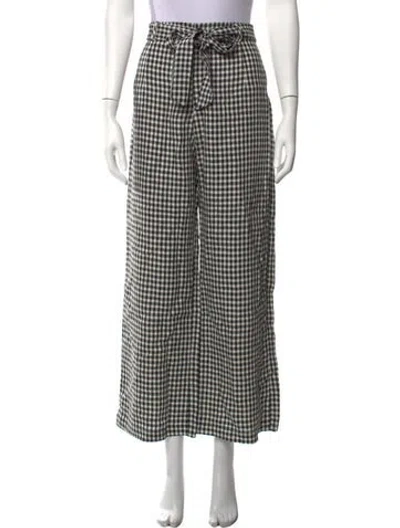 Pre-owned Reformation Linen Wide Leg Pants In Black/white