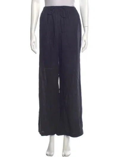 Pre-owned Reformation Linen Wide Leg Pants In Blue