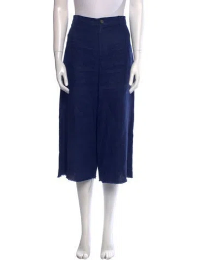 Pre-owned Reformation Linen Wide Leg Pants In Blue