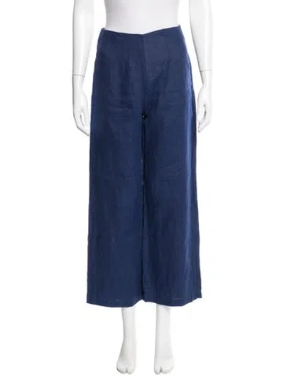 Pre-owned Reformation Linen Wide Leg Pants In Blue