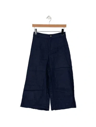 Pre-owned Reformation Linen Wide Leg Pants In Blue