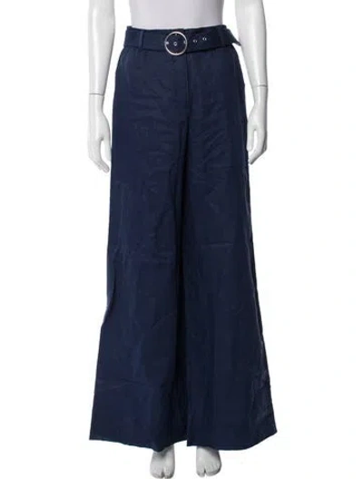 Pre-owned Reformation Linen Wide Leg Pants In Blue