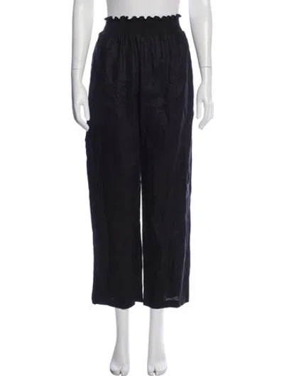 Pre-owned Reformation Linen Wide Leg Pants In Blue