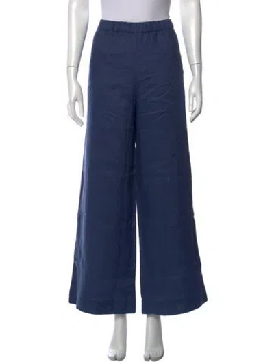 Pre-owned Reformation Linen Wide Leg Pants In Blue