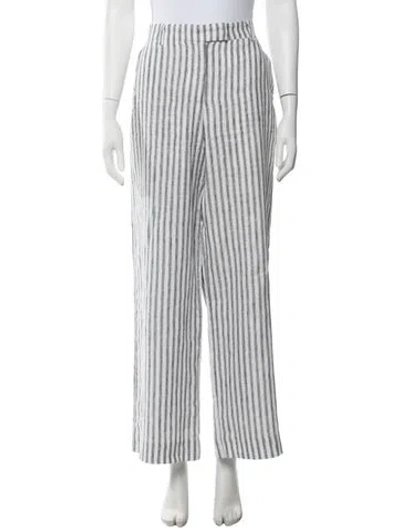 Pre-owned Reformation Linen Wide Leg Pants In Blue