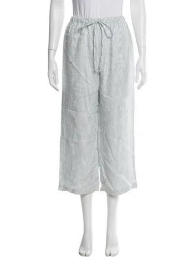 Pre-owned Reformation Linen Wide Leg Pants In Blue
