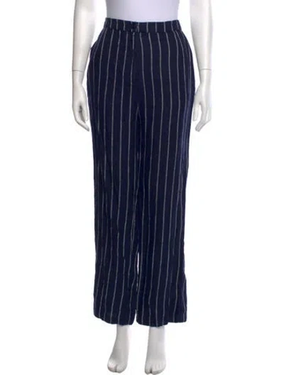 Pre-owned Reformation Linen Wide Leg Pants In Blue