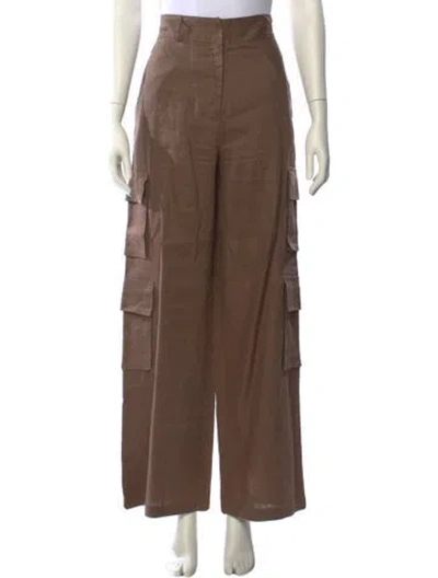Pre-owned Reformation Linen Wide Leg Pants In Brown