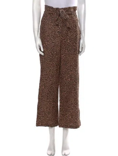 Pre-owned Reformation Linen Wide Leg Pants In Brown