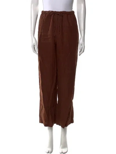 Pre-owned Reformation Linen Wide Leg Pants In Brown