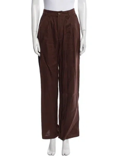 Pre-owned Reformation Linen Wide Leg Pants In Brown