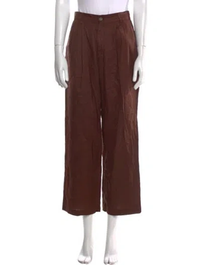 Pre-owned Reformation Linen Wide Leg Pants In Brown