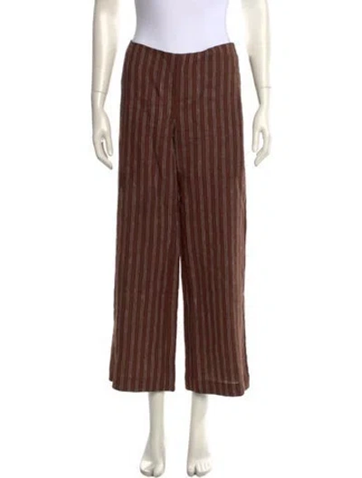 Pre-owned Reformation Linen Wide Leg Pants In Brown