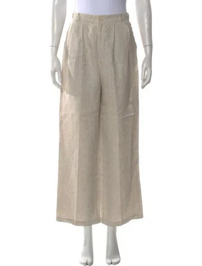 Pre-owned Reformation Linen Wide Leg Pants In Brown