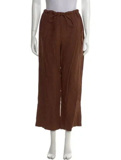 Pre-owned Reformation Linen Wide Leg Pants In Brown