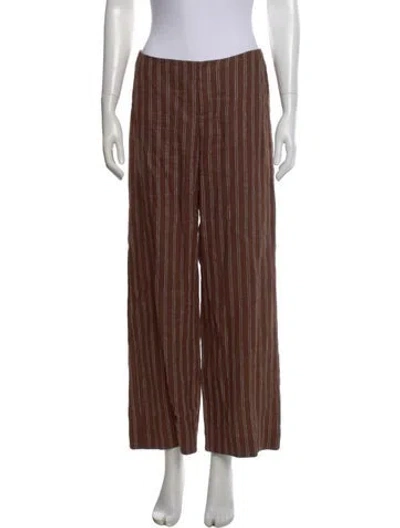 Pre-owned Reformation Linen Wide Leg Pants In Brown