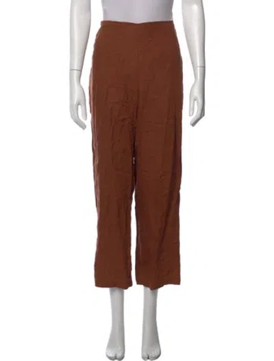 Pre-owned Reformation Linen Wide Leg Pants In Brown