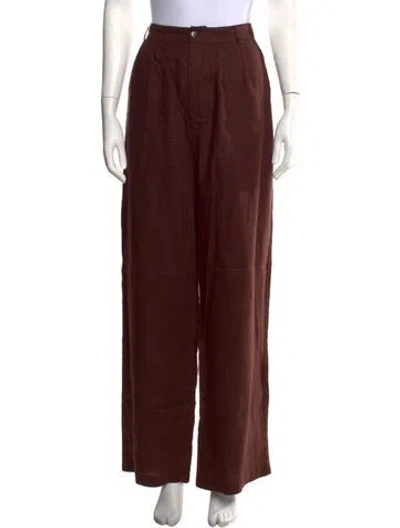 Pre-owned Reformation Linen Wide Leg Pants In Brown