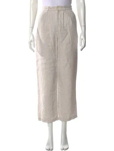Pre-owned Reformation Linen Wide Leg Pants In Brown
