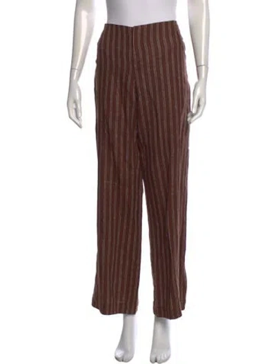 Pre-owned Reformation Linen Wide Leg Pants In Brown