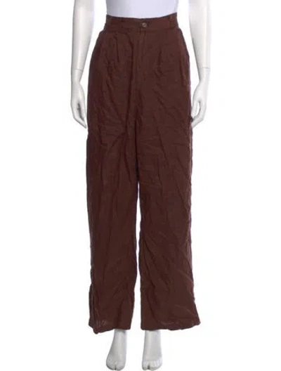 Pre-owned Reformation Linen Wide Leg Pants In Brown