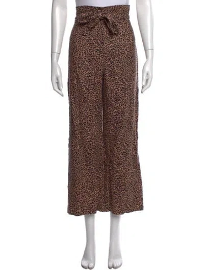 Pre-owned Reformation Linen Wide Leg Pants In Brown
