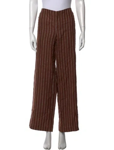 Pre-owned Reformation Linen Wide Leg Pants In Brown
