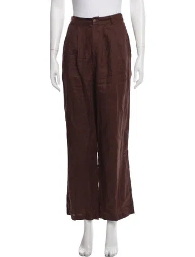 Pre-owned Reformation Linen Wide Leg Pants In Brown