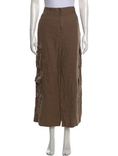 Pre-owned Reformation Linen Wide Leg Pants In Brown