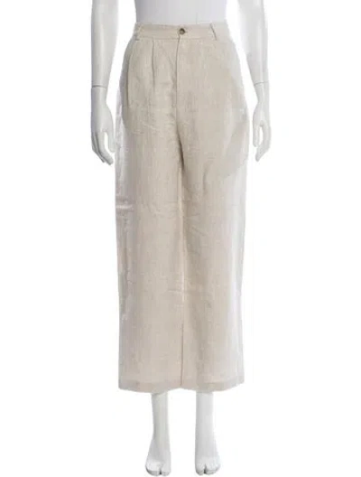 Pre-owned Reformation Linen Wide Leg Pants In Brown