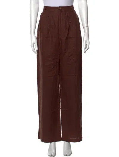Pre-owned Reformation Linen Wide Leg Pants In Brown
