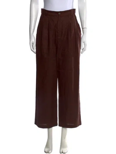 Pre-owned Reformation Linen Wide Leg Pants In Brown