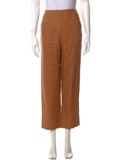 Pre-owned Reformation Linen Wide Leg Pants In Brown