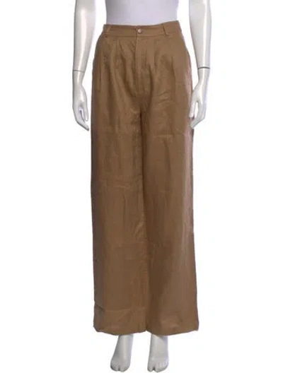 Pre-owned Reformation Linen Wide Leg Pants In Brown