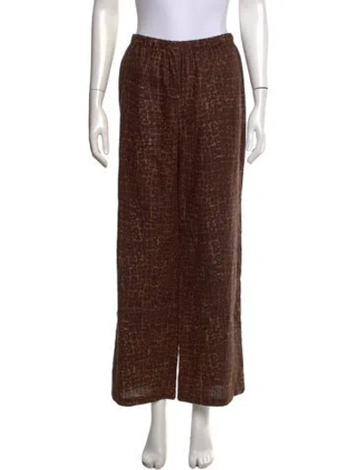 Pre-owned Reformation Linen Wide Leg Pants In Brown