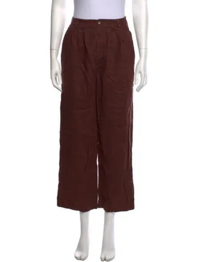 Pre-owned Reformation Linen Wide Leg Pants In Brown