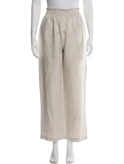 Pre-owned Reformation Linen Wide Leg Pants In Gray