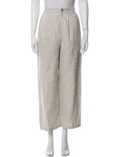 Pre-owned Reformation Linen Wide Leg Pants In Gray