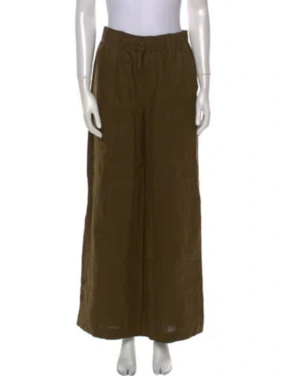 Pre-owned Reformation Linen Wide Leg Pants In Green