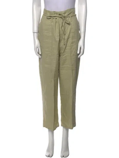 Pre-owned Reformation Linen Wide Leg Pants In Green