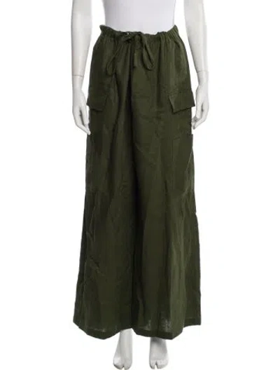 Pre-owned Reformation Linen Wide Leg Pants In Green