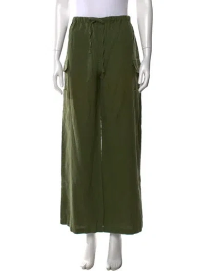 Pre-owned Reformation Linen Wide Leg Pants In Green
